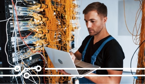 technician working in server room