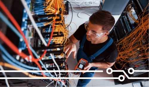 technician working in server room